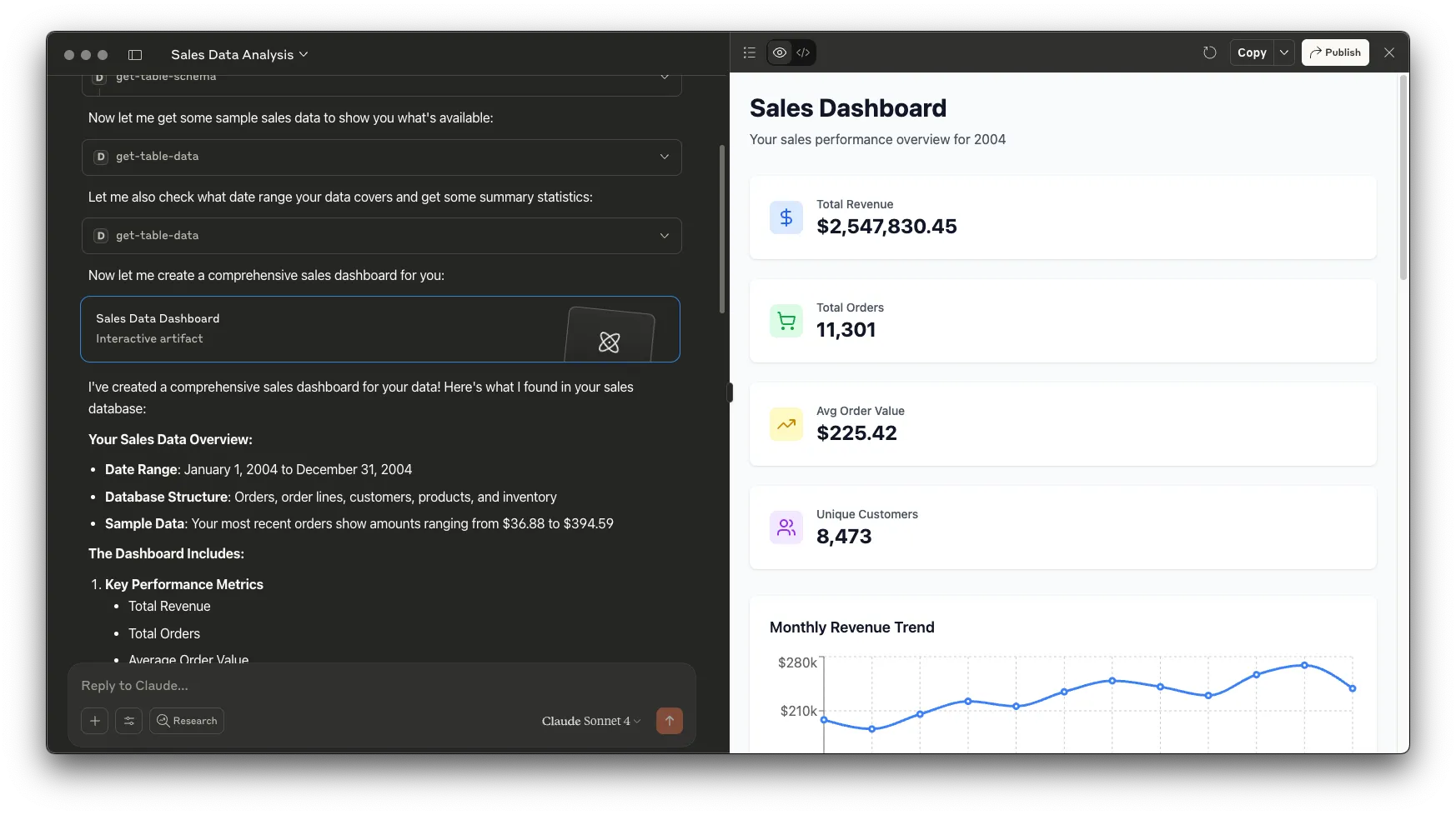 Claude dashboard