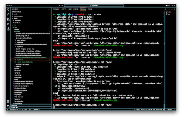 Using the terminal in VS Code