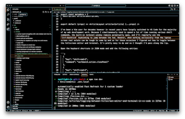 Using the terminal in VS Code