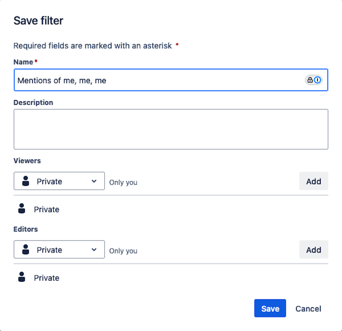 Saving a custom JIRA filter